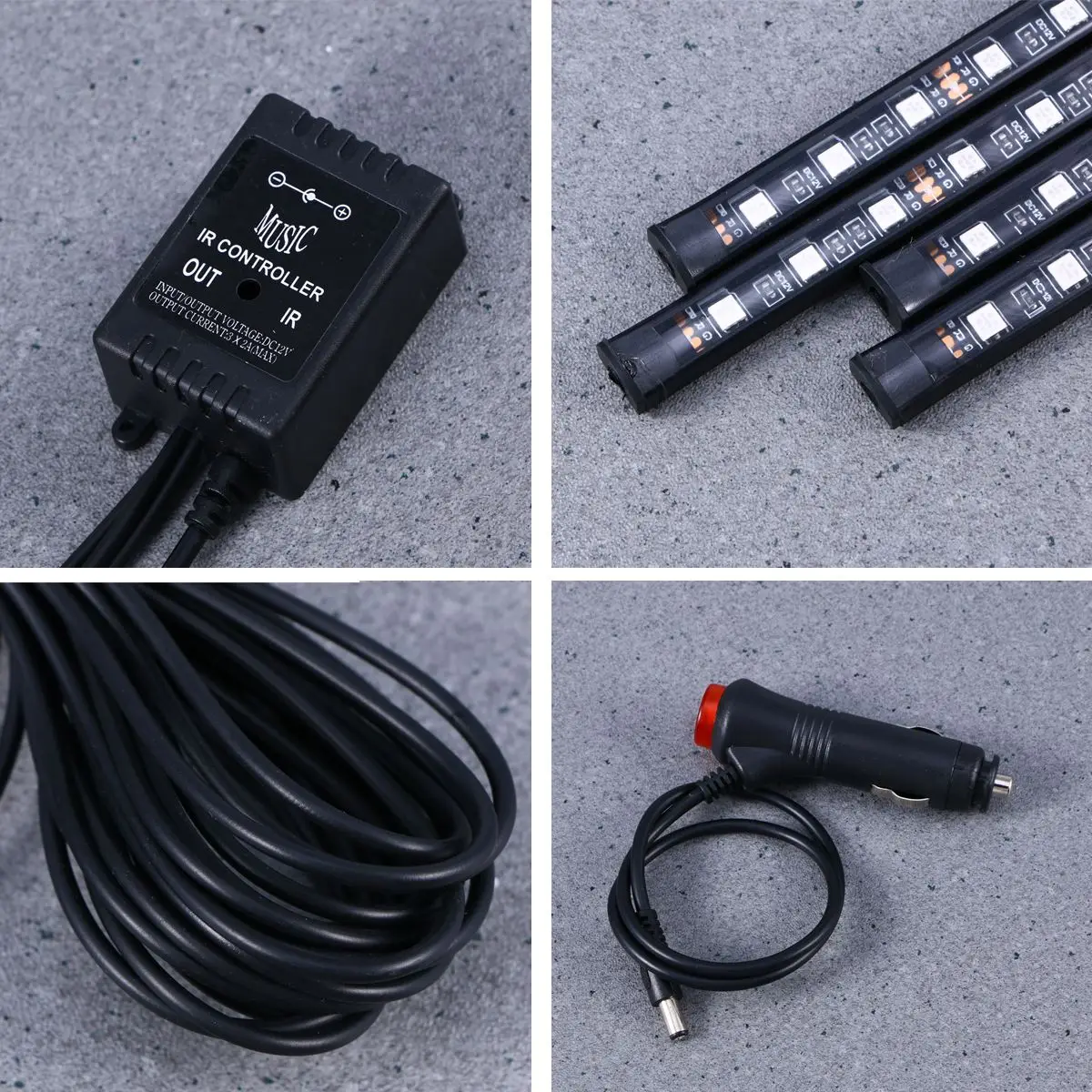 Автомобильный светодиодный ленточный светильник 12 LED DC музыкальный