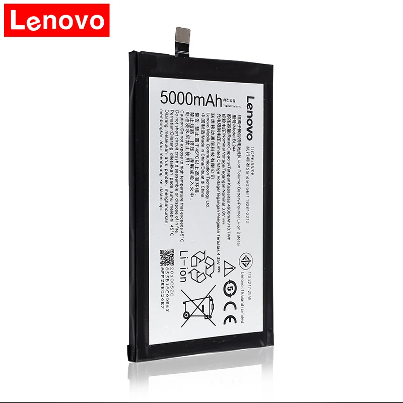 Оригинальный аккумулятор BL244 для Lenovo Vibe P1A42 P1C58 P1C72 P1 2018 3 8 В 5000 мАч литий-ионный