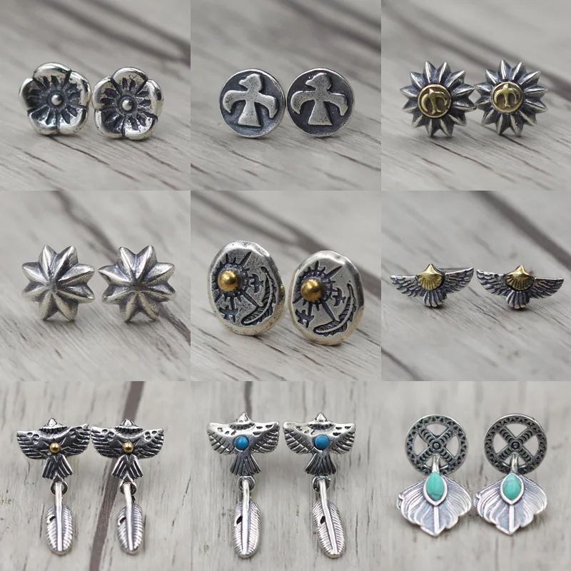 

925 sterling silver gold bird middle ear takahashi feathers earrings earpins allergy free men and women