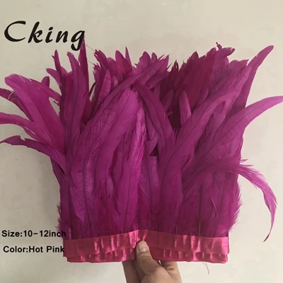 hot pink Cking 1 метр 25-30 см серый куриный петушиные перья Отделка Ткань боковая лента с перьями из хвоста петуха TrimsClothing свадебное украшение кружева - Цвет: hot pink
