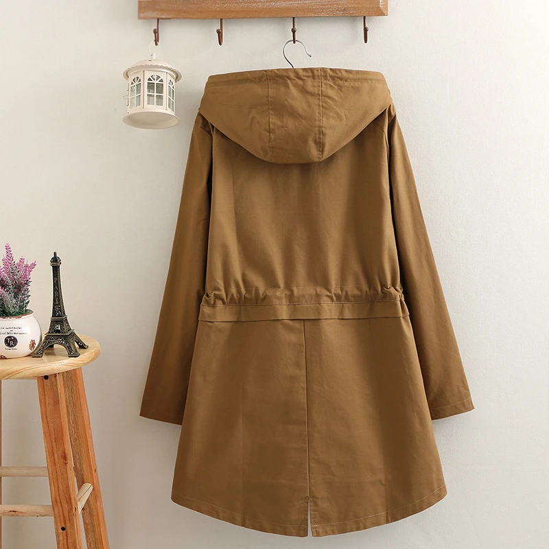 Женская ветровка с капюшоном пальто на весну и осень новинка 2020