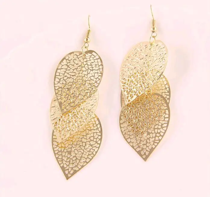 Мода творческая трехмерная выдалбливают цветы серьги-капли ретро золотой жемчуг