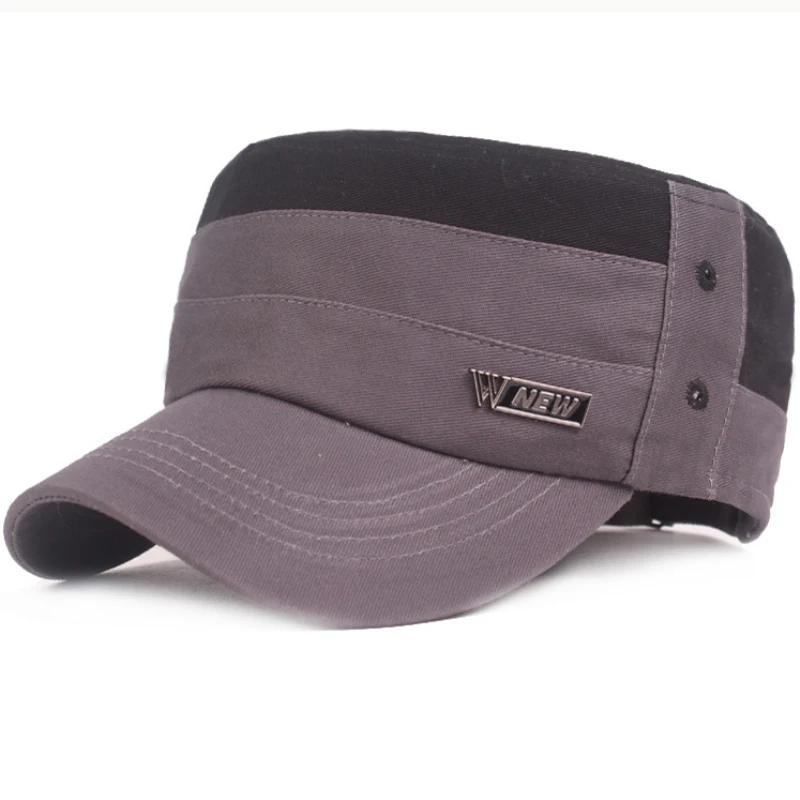 HT2467 Breathable Cotton Army Cadet Military Cap Adjustable Flat Top Spring Summer Sport Sun Hats Men Women Baseball | Аксессуары для