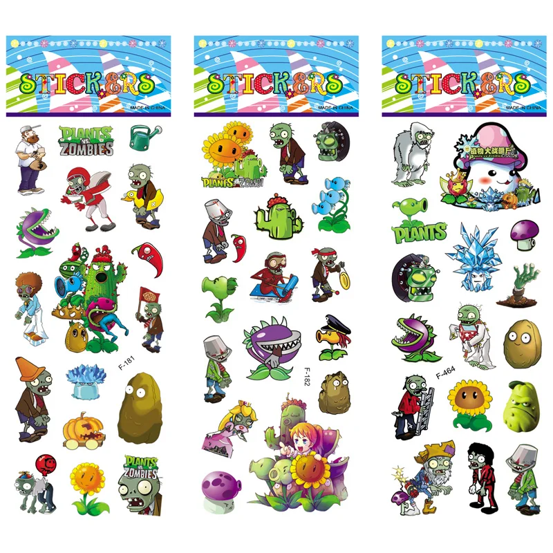 12 листов/набор PVZ Растения против Зомби наклейка s 3D мультфильм Классические игрушки Дети Скрапбукинг дневник записная книжка наклейка для детей подарок