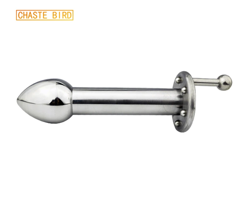 Анальная пробка Chaste Bird большая из нержавеющей стали с ручкой тяжелый анус бусина