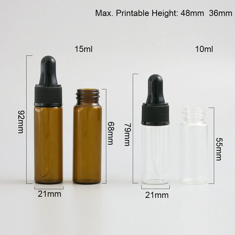 

30 x 10ml 15ml Dropper Bottle 1/2oz 1/3oz Amber Clear Glass E-Liquid Drop for essential basic massage oil Pipette Vials