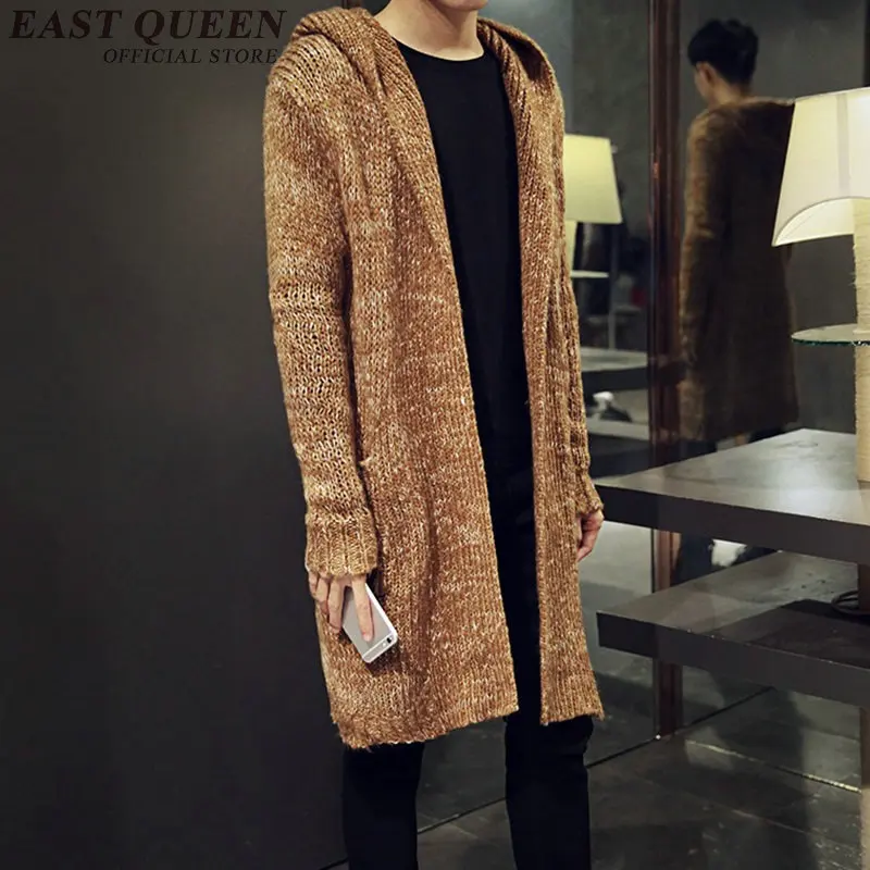 Мужской плотный кардиган трикотажный однотонный длинный свитер 3XL 4XL 5XL KK1698 HQ