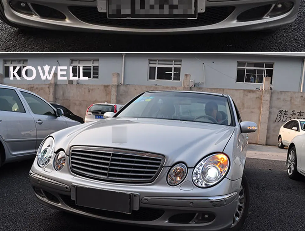 KOWELL стайлинга автомобилей для Benz W211 фар 2002 2003 2004 2005 2006-2009 Benz E200 E240 E280 светодиодный фар H7 ксеноновые линзы