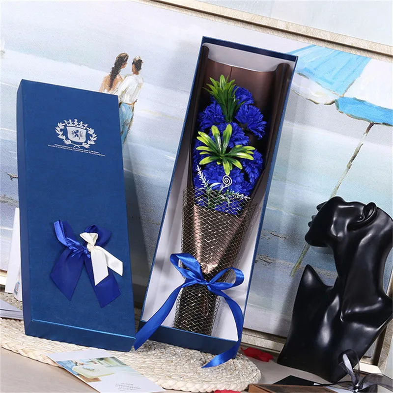 Искусственные цветы букет роз имитация цветов гвоздики Подарочная коробка