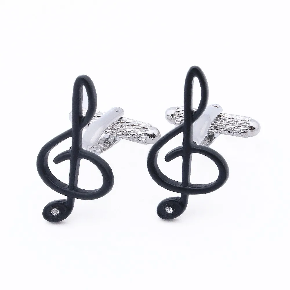 HAWSON запонки интересного стиля черная музыкальная нотка с прозрачными