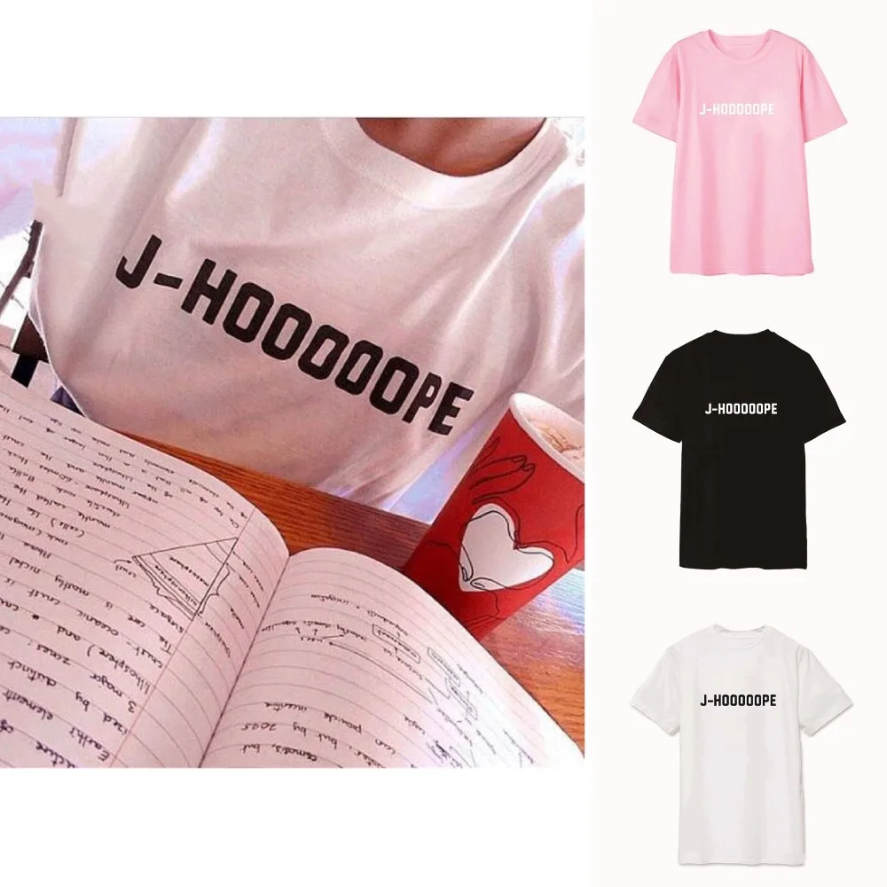 BANGTAN JHOPE J-HOOOOOPE футболка для женщин Топ Женская мода футболка с коротким рукавом Tumblr повседневная с буквенным принтом плюс размер футболка