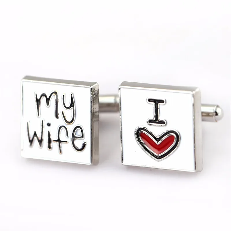 Запонки мужские с надписью I Love My Wife 12 пар/Лот | Украшения и аксессуары