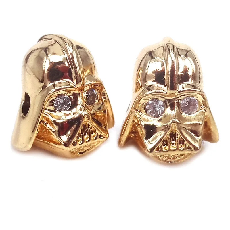 Микро-паве CZ Дарт Вейдер Звездные войны бусины черный рыцарь металлические для