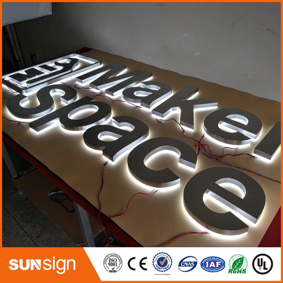 Outlet factory outdoor advertising backlit Stainless steel led letter signs