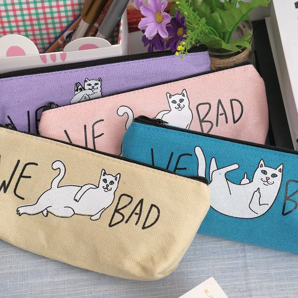 Забавный чехол ISKYBOB для карандашей We Bad Cat школьная холщовая вместительная сумка
