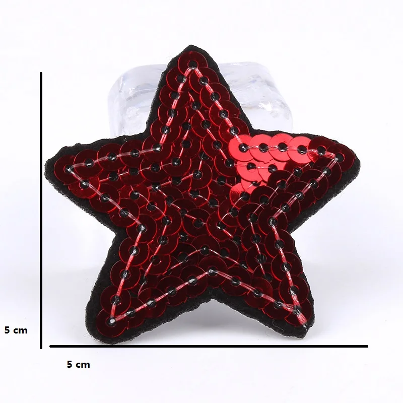 10 шт./лот наклейки с блестками в виде Красной Звезды аппликации для шитья одежды