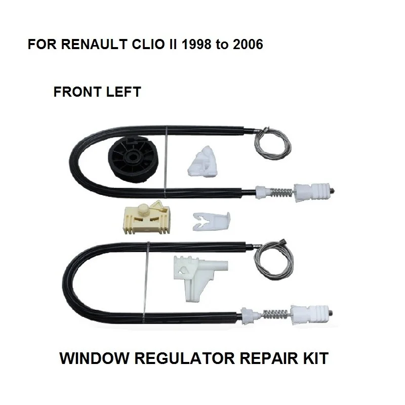 

Комплект оконных регуляторов 1998-2016, полный комплект зажимов для RENAULT CLIO II, комплект для ремонта оконных регуляторов, передняя левая 2/3 дверь