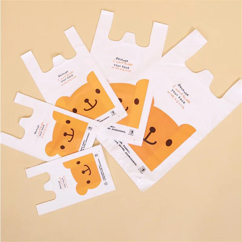 50 шт одноразовый Медведь хозяйственная сумка розничная продажа для бакалейный