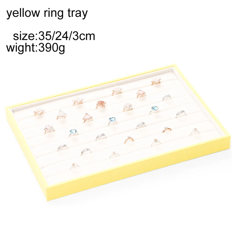 yellow ring tray Пять стилей, пять цветов, бархатный лоток для ювелирных изделий, чехол для демонстрации, чехол, ожерелье, кольца, браслет, чехол для демонстрации, Органайзер - Цвет: yellow ring tray