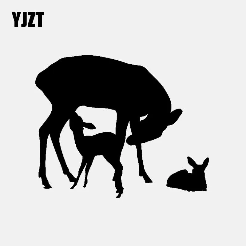 

Интересная виниловая наклейка YJZT 14,8 см * 12,3 см, наклейка на машину с изображением оленя, ребенка, семьи, животные, Лесной Декор, черный/серебр...