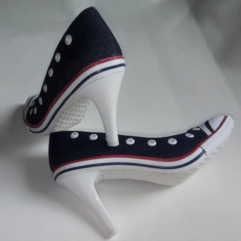 Женские повседневные джинсовые парусиновые туфли лодочки с закрытым носком без