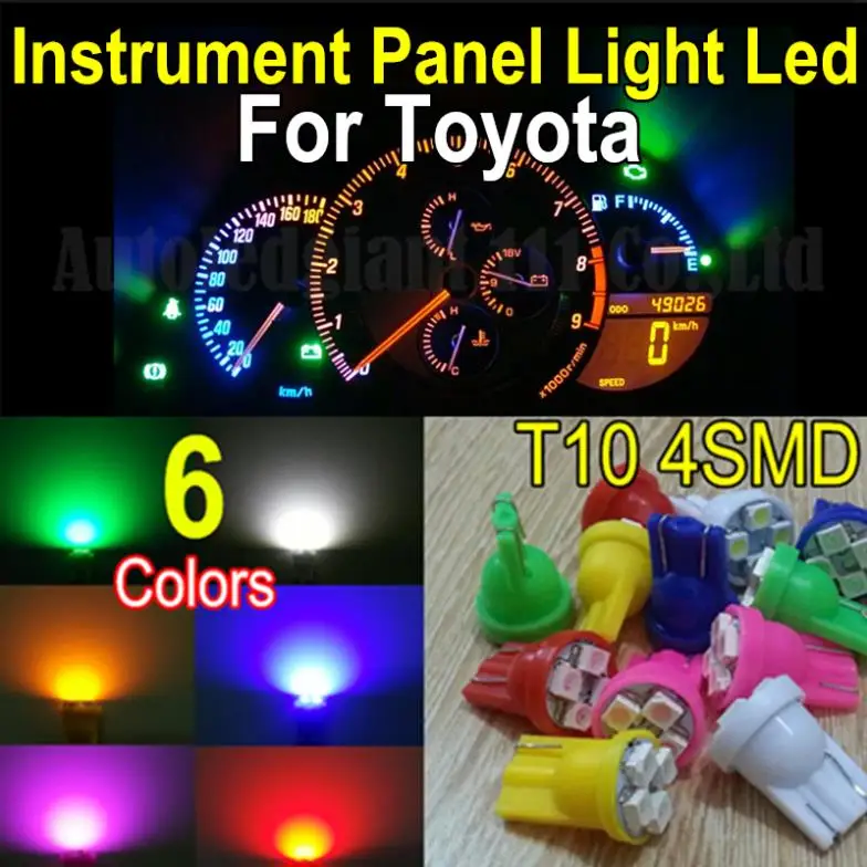 10 шт. T10 W5W из светодиодов клин белый синий красный зеленый желтый розовый 12 В