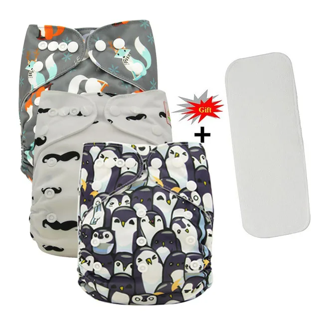 Ohbabyka многоразовые подгузники Couche Lavable узоры печать детские тканевые подгузники крышка моющиеся детские подгузники с карманами+ вставка из микрофибры - Цвет: 107