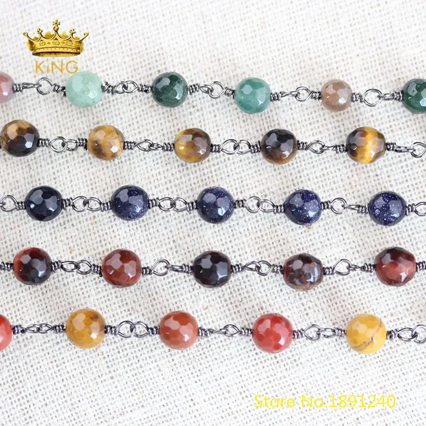 Цепочки с бусинами 5 метров для ожерелья граненые круглые свободные бусины