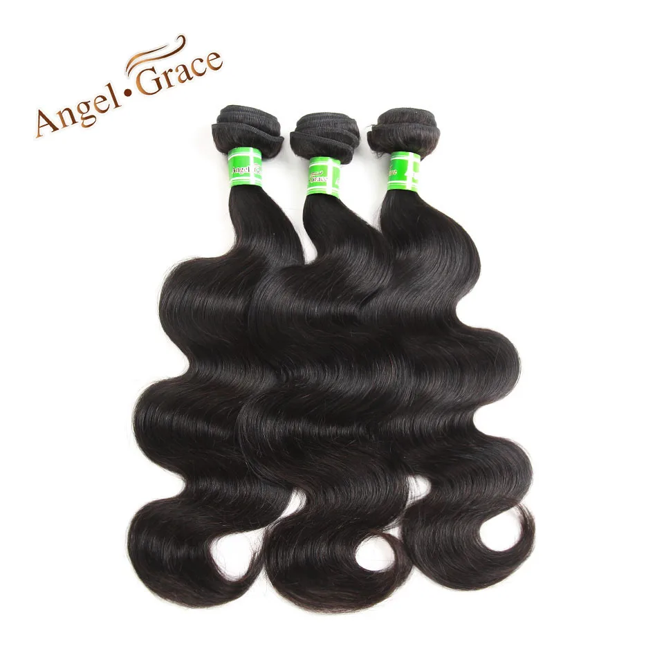 Angel Grace Hair Store малазийские объемные волнистые человеческие волосы пучки с закрытием 3 пучка с закрытием Remy человеческие волосы естественного цвета
