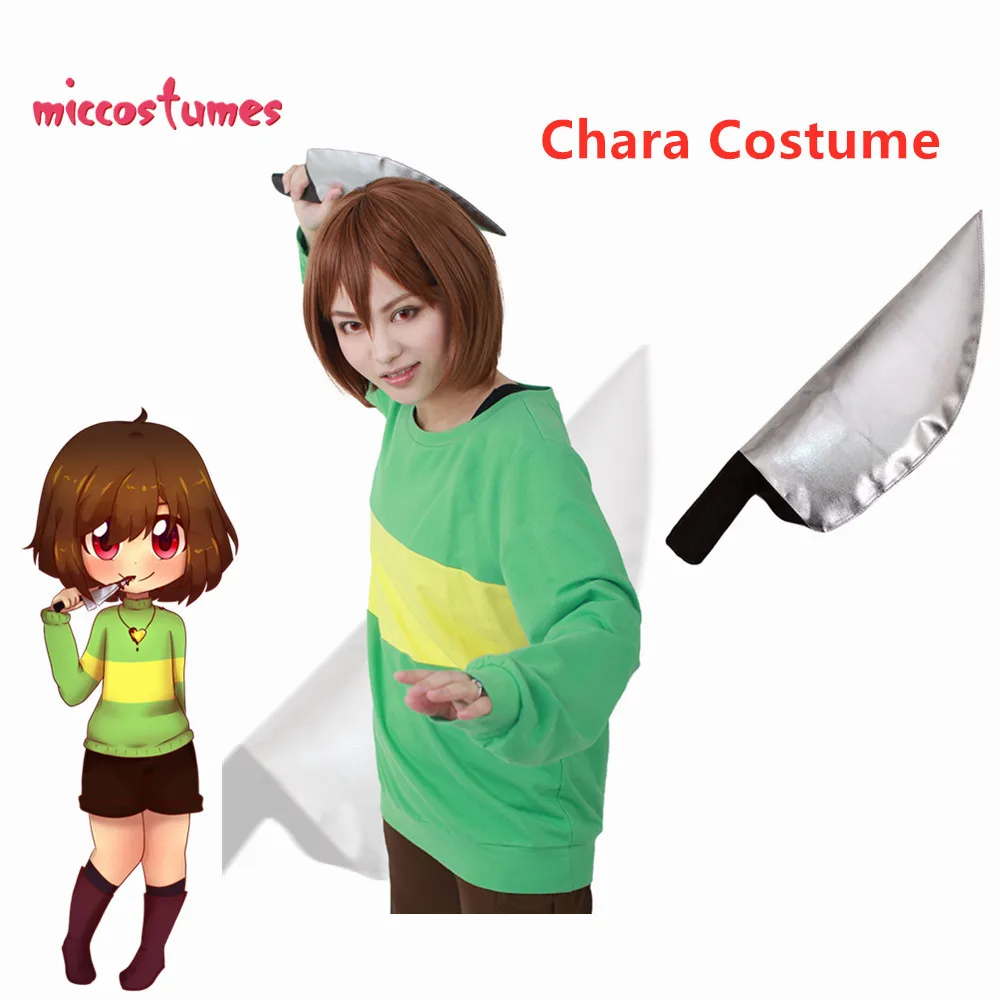 Костюм для косплея Chara (нож в комплекте) зеленый пуловер Топ|cosplay costume|costume costumecostume