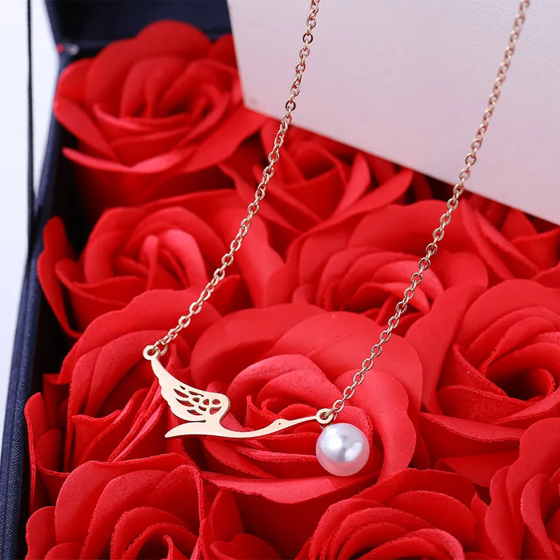 Лебедь жемчужное ожерелье титановая инкрустация из нержавеющей стали ожерлье