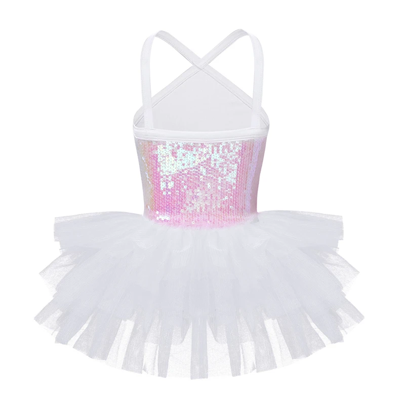 Kids Girls Sleeveless Halter Sequins Ballet Dance Gymnastics Leotard Tutu Dress for Children's Dancewear Ballerina Fancy Costume | Детская