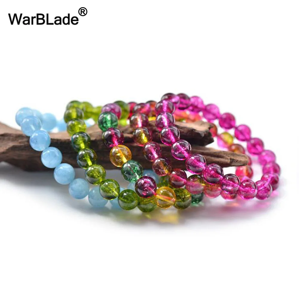 WarBLade 2018 новый браслет из натурального камня с бусинами аквамариновые гранатовые
