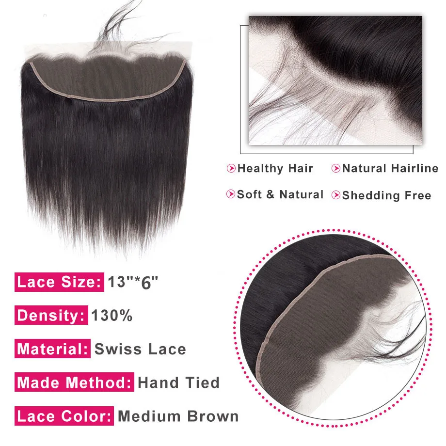 Bling Hair 13x6 синтетический fronar Ear to Ear Closure бразильские прямые человеческие волосы закрытие бесплатно/средний/три части Remy натуральный цвет
