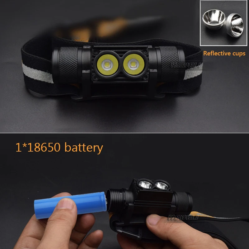 Светодиодный налобный фонарь USB xm l2 головной светильник водонепроницаемый