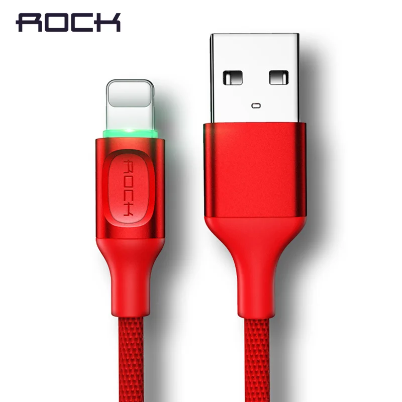 Рок обновлен автоматическое отключение USB кабель для iPhone X 8 7 2.1A свет быстрая