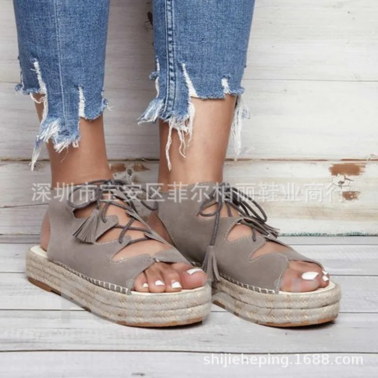 Сандалии женские на танкетке римские Босоножки с открытым носком перекрестными