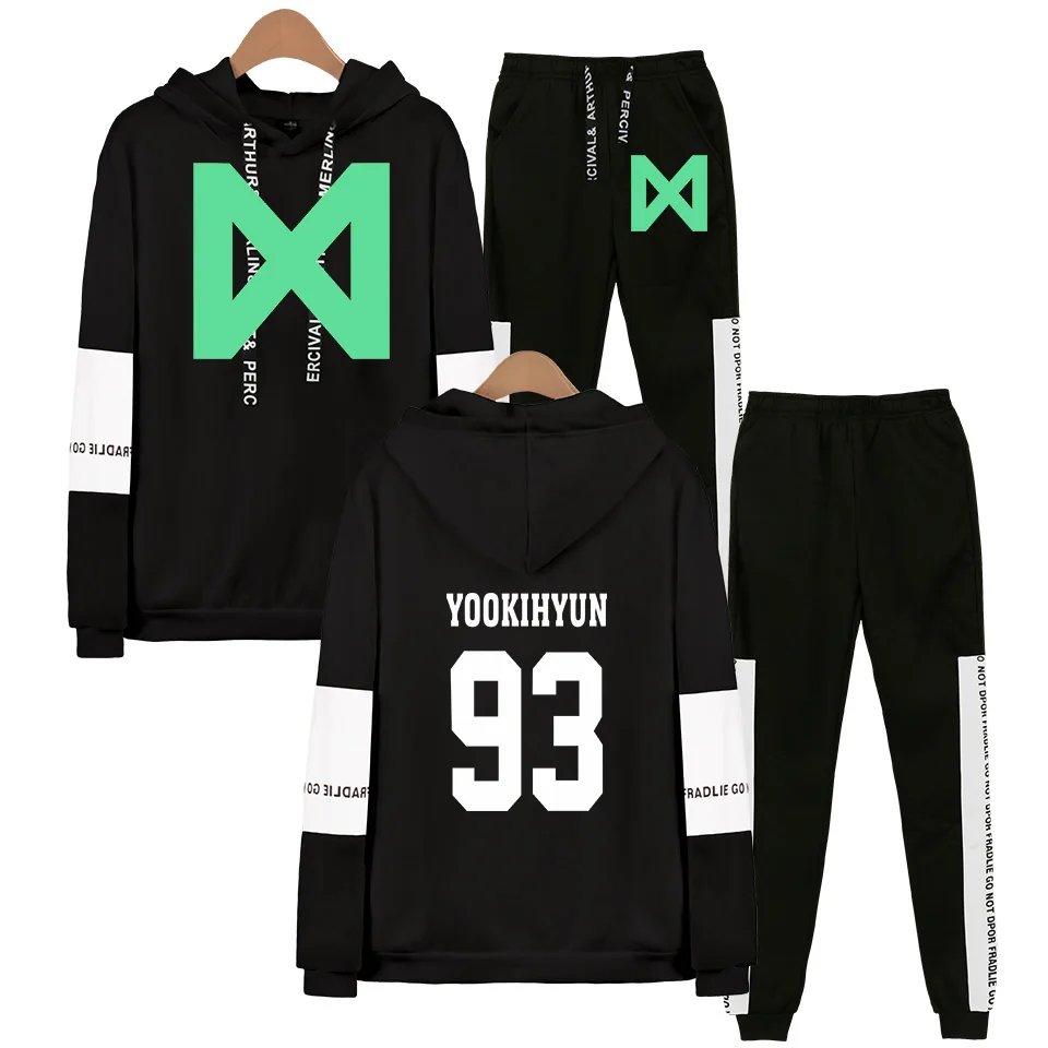 Kpop MONSTA X комплект из двух предметов, толстовка, спортивные костюмы для женщин и мужчин, поклонники поддержки Wonho YOOKIHYUN I.M Jooheon с именами членов группы, толстовки - Цвет: Black 93 YOOKIHYUN