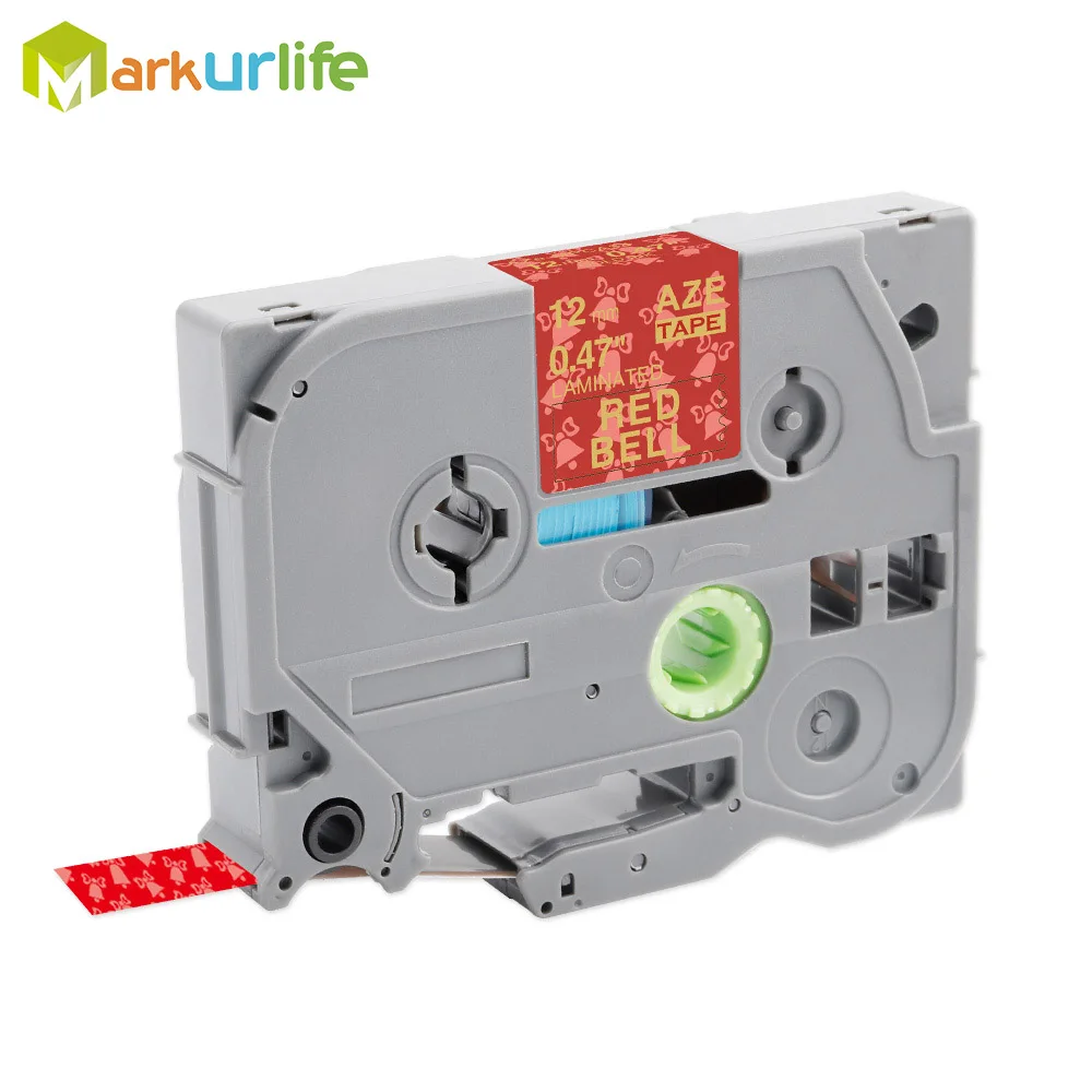 1 шт. TZe231 Совместимость с Brother P-touch маркировочная лента для принтера Tze-231 Tz-231 12 мм черный на белом TZ TZe 231 ламинированные ленты - Цвет: Gold on Red Bell