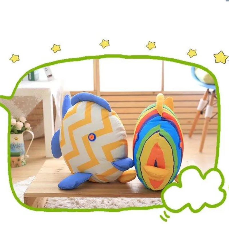 

One Piece 40CM Kiss Colorful Fish Plush Toys Soft PP Cotton Stuffed Sleeping Pillows Office Cushions Creative Gifts 2 Color