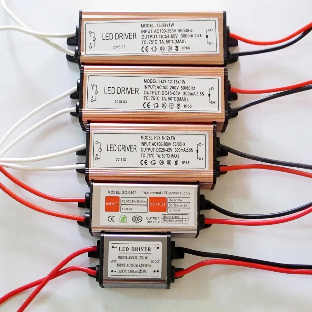 3W-24W 300mA Constant Current LED Driver 3W 4W 5W 7W 9W 12W 15W 18W 21W 24W Led Power Supply for Led lights Waterproof IP65