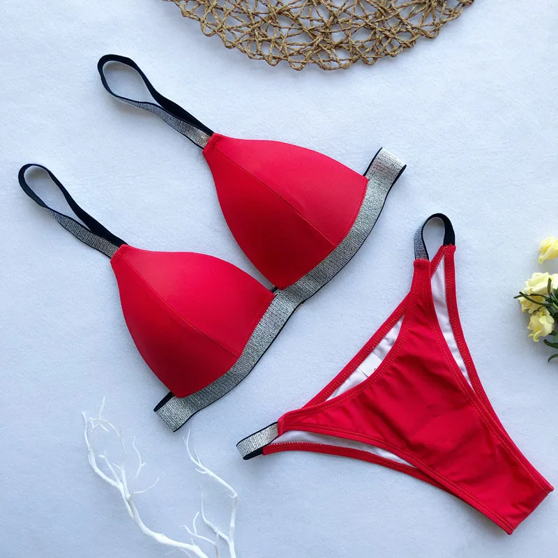 Женский леопардовый купальный костюм треугольный купальник с эффектом пуш ап