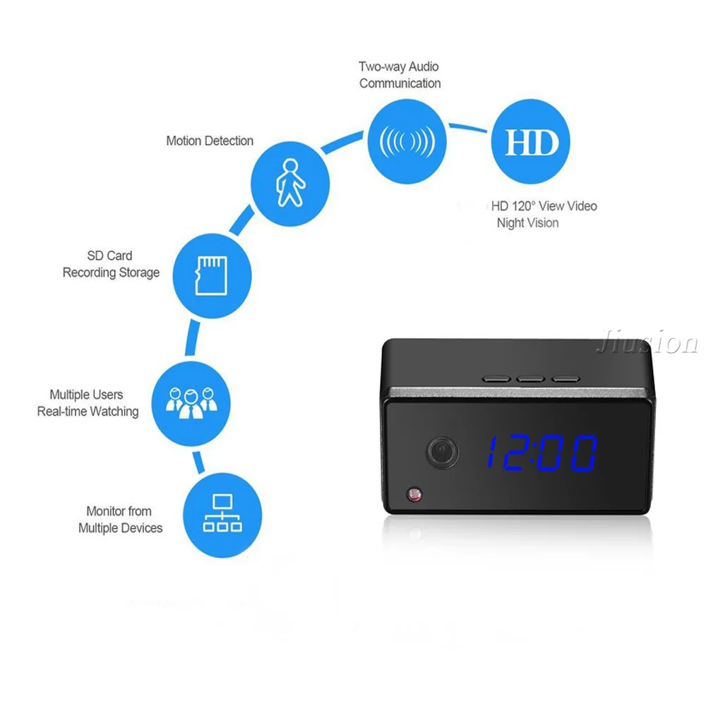 Беспроводная мини-камера с Wifi, настольные часы, камера HD 720 P, P2P, IP часы, тревожная Настройка, ИК, ночное видение, микро камера DVR, видеокамера