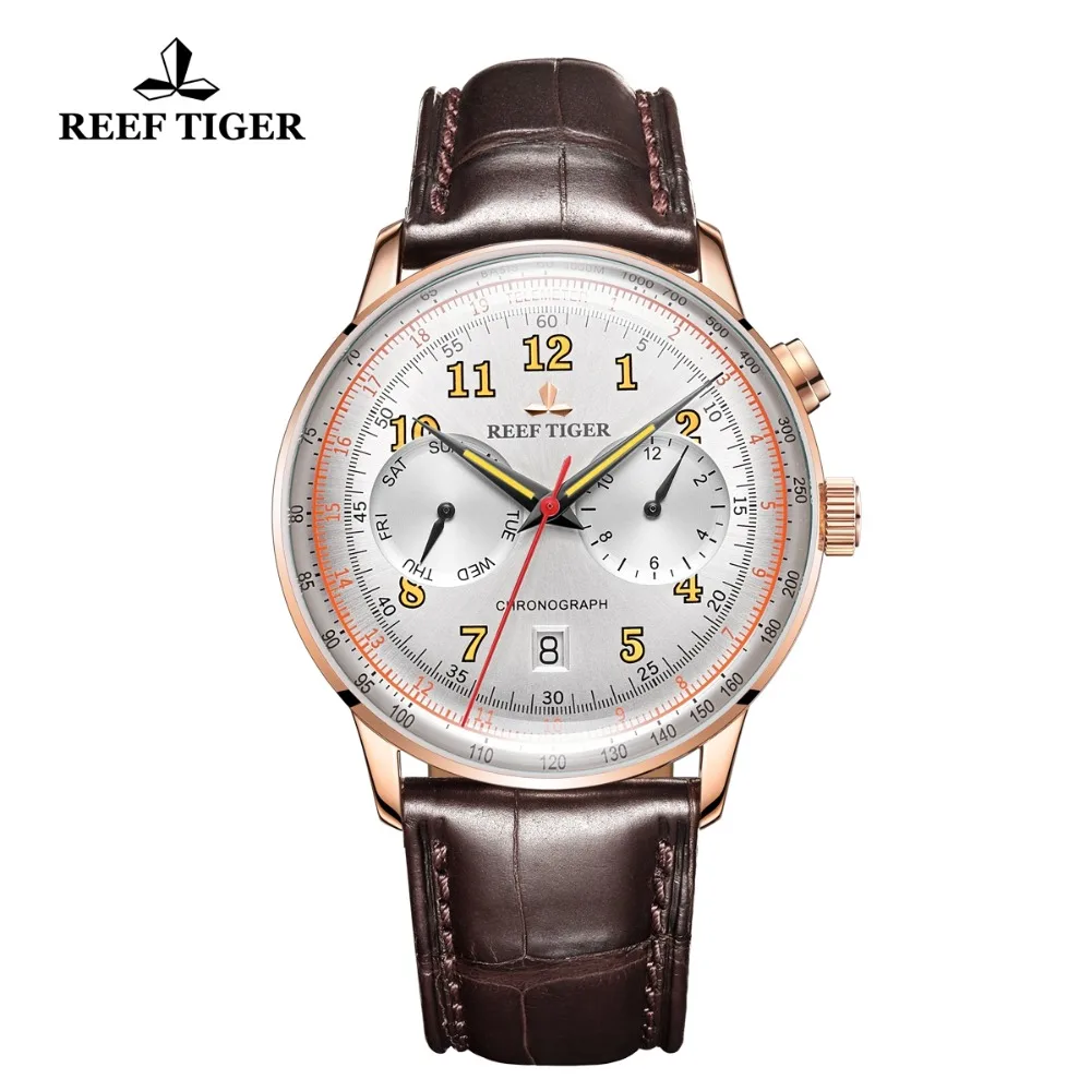 Reef Tiger/RT мужские классические часы многофункциональные сапфировые водонепроницаемые механические Автоматические часы Relogio Masculino