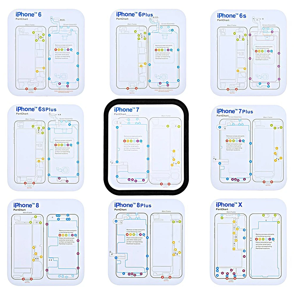 10 шт. магнитный винтовой коврик для iPhone 5/5c/5s/6/6Plus/6s/6s Plus/7/7 Plus/8/8plus профессиональный