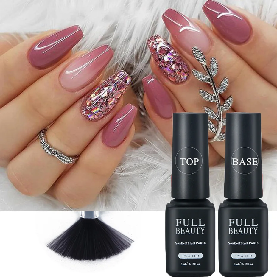 Базовый верхний Гель лак для ногтей 6 мл прозрачный УФ отмачиваемый укрепляющий