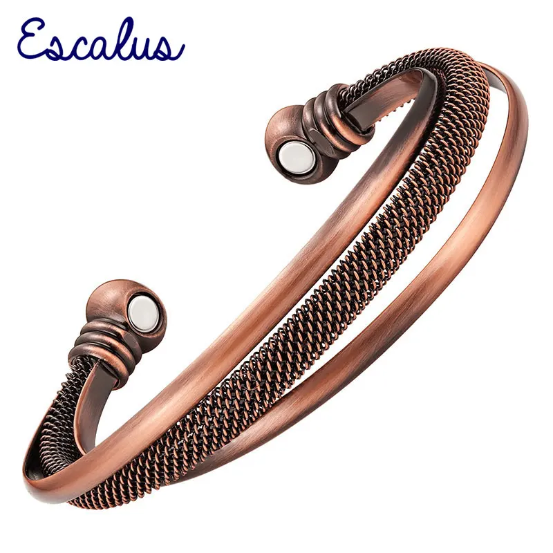 

Escalus Powerful Bio Health Antique Copper Magnetic Women Bangle Vintage Healing Men Bangle Wristband Charm Supreme Quality