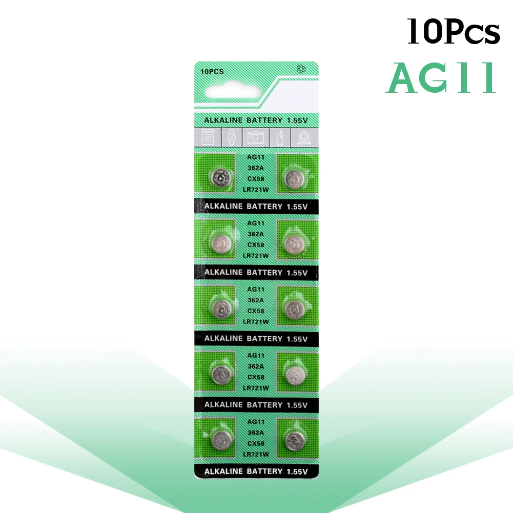 YCDC 10 шт. 1,55 v Ag11 362A SR720 SR721SW SR58 19 162 362 423 532 601 LR721 Кнопка сотового часы Батарея щелочные батареи