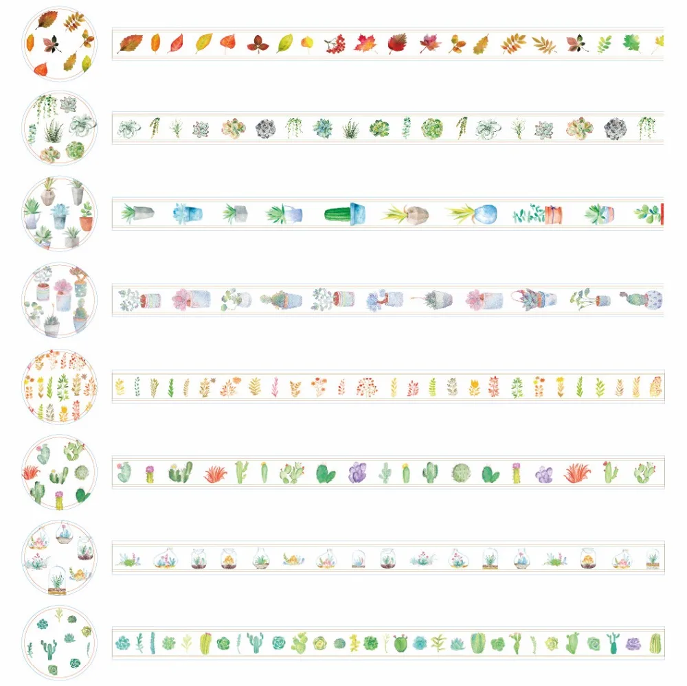 32 pcs/Lot Cute potting plant paper washi tapes Cactus Leaves masking tape stickers for diary letter album Stationery A6017