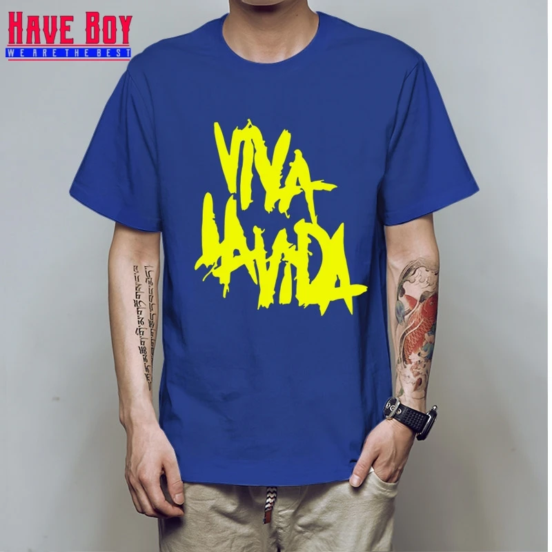 blue yellow HAVE BOY Rock Coldplay Viva la vida свободная Мужская футболка для мужчин новая хлопковая Повседневная футболка с короткими рукавами Camisetas Masculina HB160 - Цвет: blue yellow
